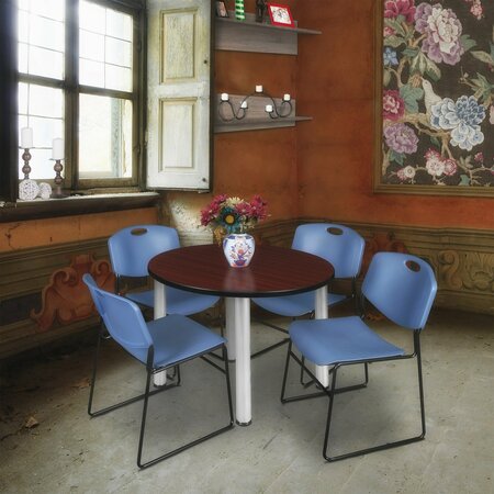 REGENCY Round Tables > Breakroom Tables > Kee Round Table & Chair Sets, 42 W, 42 L, 29 H, Mahogany TB42RNDMHBPCM44BE